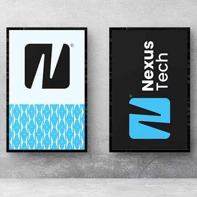 NexusTech Brand identity logo design. Minimal N tech logo