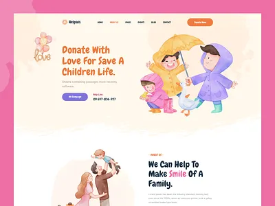 Helpass - Charity website branding business charity corporate creative dashboard fund raising minimal mobile app non profit uiux design website design website template