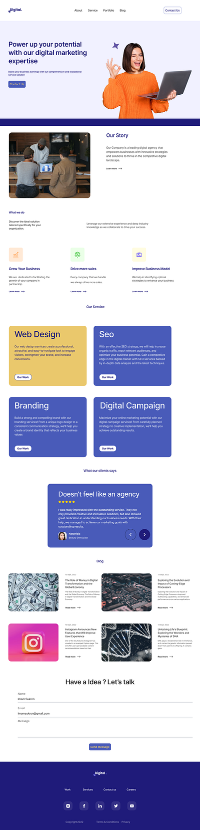 Digital Agency branding design homepage landing page personal portfolio website template ui ux