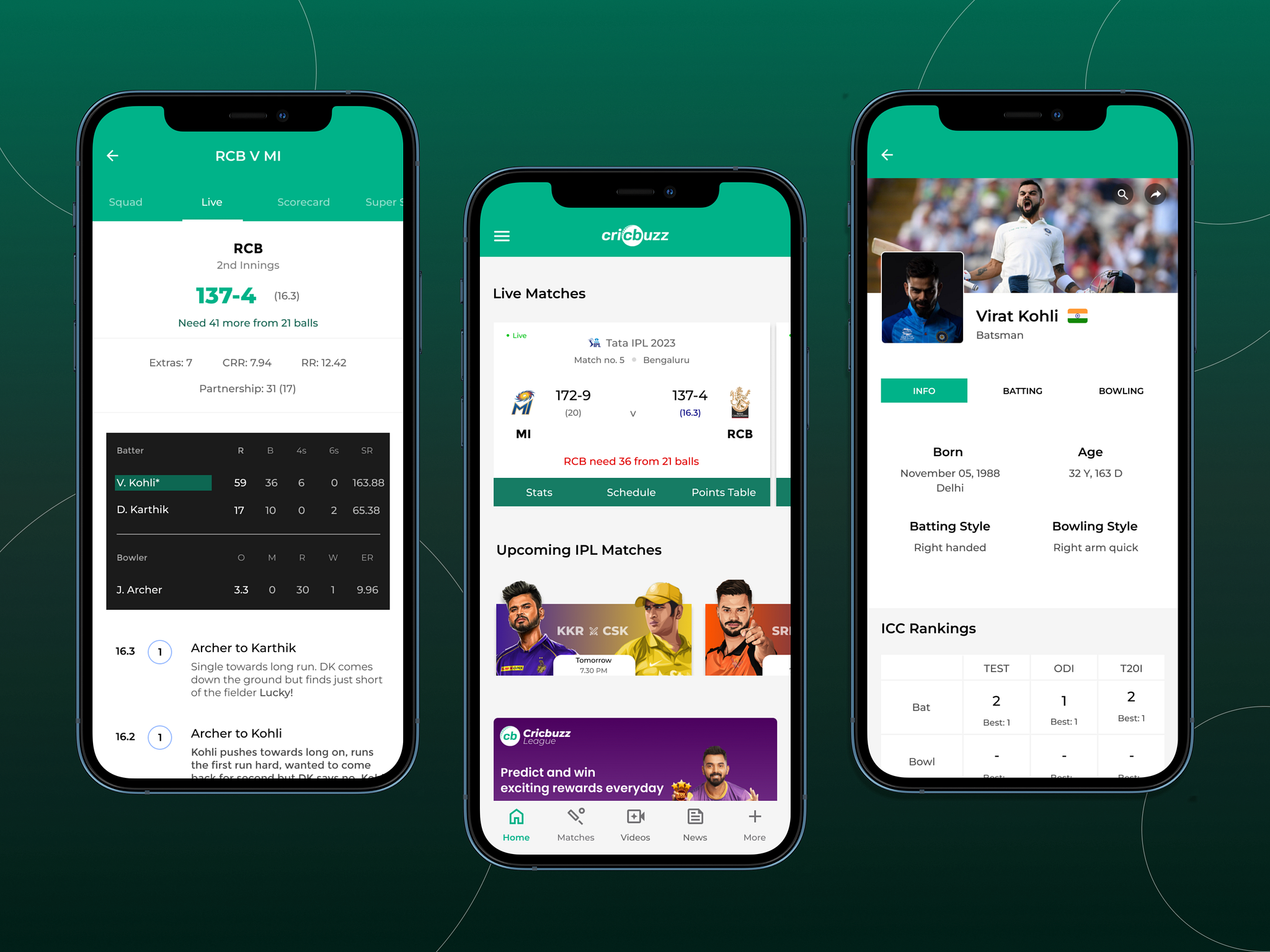 Cricbuzz App Re-design by Abhay Nayak on Dribbble