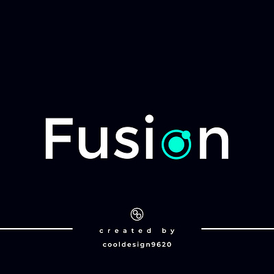 FUSION atom brand identity combination fusion modern nucliar o letter tech wordmark