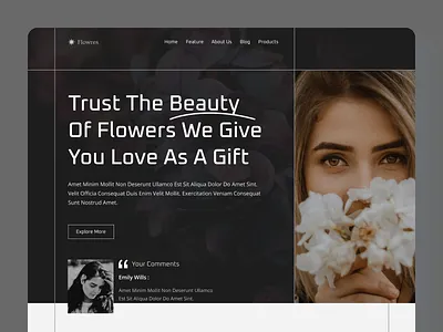 Flower shop website design flower flower shop hero section home page landing page shopping ui design website design