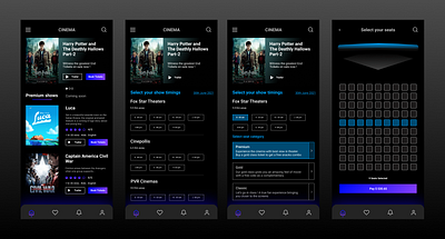 Book your tickets through Cinema app - UI Design adobexd design figma ui userinterface