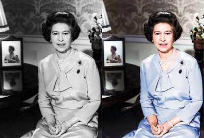 Queen Elizabeth photo restoration and colorization photo colorization photo editing photo restoration repair photo damage