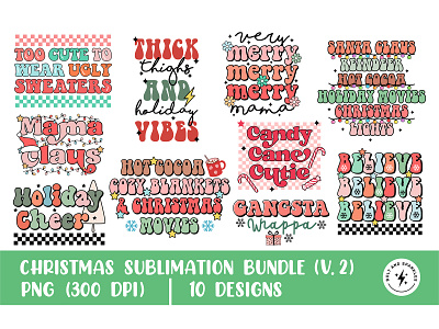 Vintage christmas sticker bundle - 10 pngs