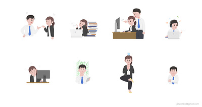 Different aspects of work icon illustration