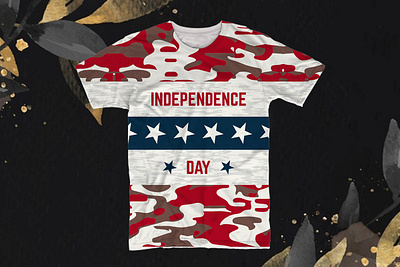 Camouflage Print Independence Day T-Shirt Design