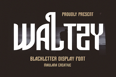 Waltzy Blackletter Display Font animation blackletter blacletter font branding design font fonts graphic design illustration lettering font logo modern font nostalgic vintage font