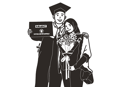 Black and White Simple Illustration black and white cartoon couple illustration cute illustration design graphic design illustration ilustrasi procreate vector