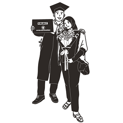 Black and White Simple Illustration black and white cartoon couple illustration cute illustration design graphic design illustration ilustrasi procreate vector