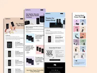 My Brain Co New Subscriber Email Flow - by Growth Gurus design digital design digital marketing e commerce marketing ecommerce email design graphic design growth gurus klaviyo my brain co ui