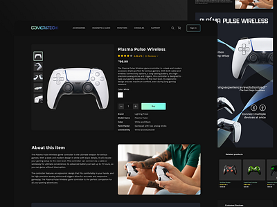 Gamer website design colors description product