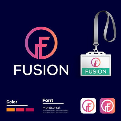 F latter logo/FUSION brand identity branding f f latter logo graphic design logo typographic logo vector