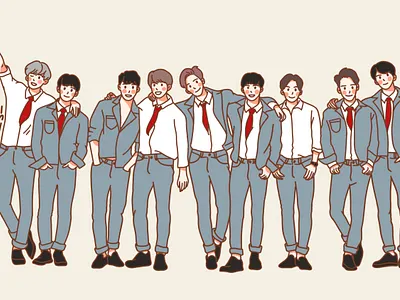 Cute cartoon illustration of Korean Idol cartoon cute illustration design full color graphic design illustration korean idol simple background