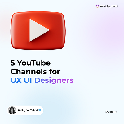 5 YouTube Channels for UX UI Designer 3d animation app design branding design graphic design illustration logo motion graphics typography ui ux vector