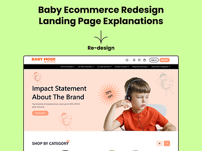 Baby Ecommerce Redesign Landing Page Explanations case study conversion high converting home page redesign landing page redesign strategy uidesign uiux user experience website expert