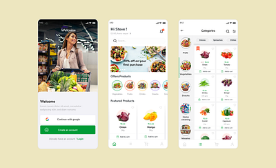 GROZI - The online grocery application application behance branding chatgpt concept design figma photoshop prototype responsive ui ui design ux ux design wireframe