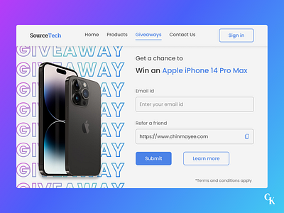 Daily UI 97 - Giveaway apple branding dailyui dailyui day 01 design giveaway graphic design illustration iphone logo product ui ux vector web page web ui website ui