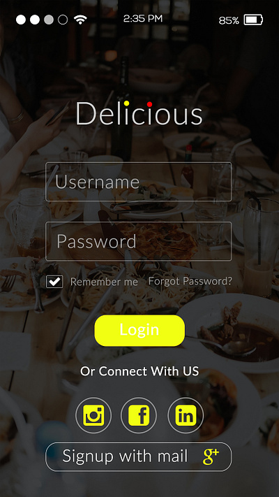 Food Login Screen UI Design app branding design graphic design illustration logo typography ui ux vector