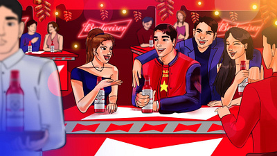 Budweiser Storyboard branding illustration