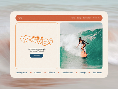 Surf camp website design concept 🏄 camp concept design landing main page school sufr surfing ui ux wave web design website