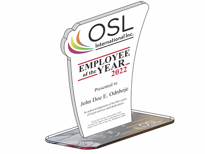 OSL employee of the year Plaque employee of the year graphic design osl osl international inc plaque wba2malaque