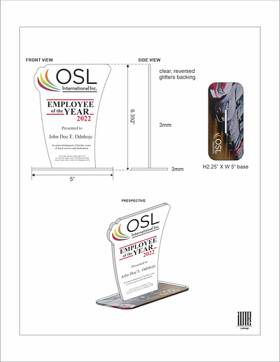 OSL employee of the year Plaque employee of the year graphic design osl osl international inc plaque wba2malaque