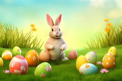 Happy easter bunny with easter eggs design easter easter bunny graphic design photos stock stock images