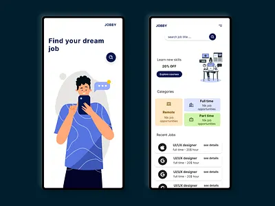 daily UI design challenge day 49 a job hunting app design app app design appdesign dailyui ui ux