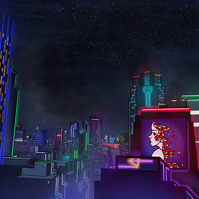 Cyber City city color cyber cyberpunk design digital graphic design illustration neon new york city nyc ui ux