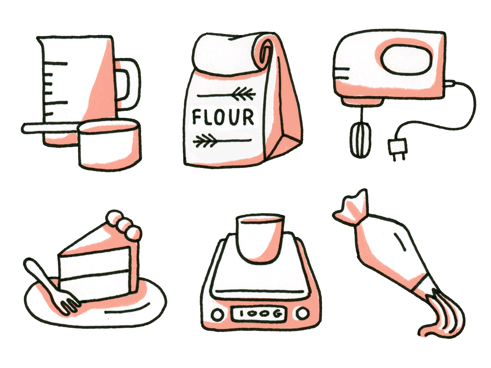 Baking Icons 2 color baking baking icons branding cake icon cooking design digital art graphic design hand drawn hand lettering icon design iconography icons illustration illustrator lettering logo simple icons