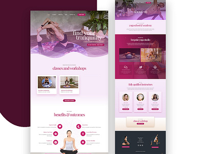 Landing page for a yoga studio coaching exercise fit fitness health healthcare home page landing page marathon meditation sports startup ui ux webdesign website ui wellness i yoga yoga lessons