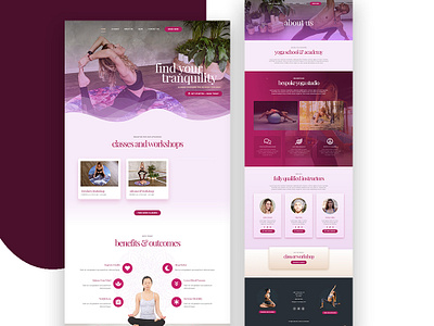 Landing page for a yoga studio coaching exercise fit fitness health healthcare home page landing page marathon meditation sports startup ui ux webdesign website ui wellness i yoga yoga lessons