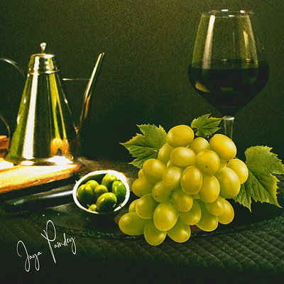 Digital Art of Grapes Merged with Background aesthetic art colorful conceptaert creations designinspiration digital art digital painting dribble community fresh graphic design green nature photoshop royal wine
