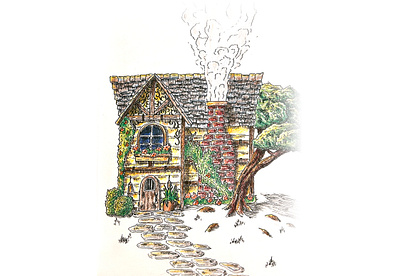 Country House cottage country house fairy tale illustration