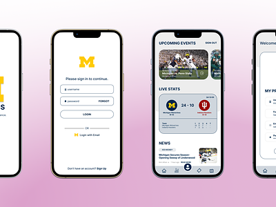 Michigan Appletics app athletics branding design graphic design logo michigan product product design typography ui uofm ux