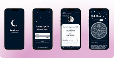 Astrolome app astrology branding design graphic design journaling logo michigan moon journaling personal project product design self care spirituality ui ux