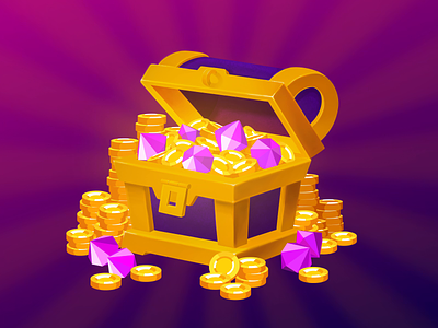 Game UI Treasure Сhest 2d animation chest game gem gold gui illustration ui vector vector illustration