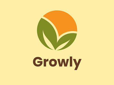 Growly Logo branding design food graphic design growth logo minimal organic plant sun vector vegan vegetarian