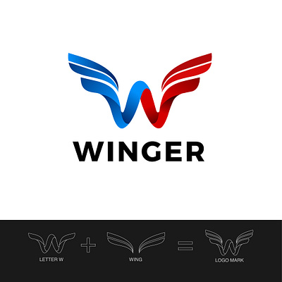 WINGER - LOGO DESIGN brand icon gradient logo logofolio