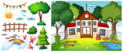 School and Trees banner branding design graphic design illustration logo photoshop ui ux vector