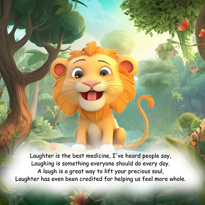 Consistent Lion Character for Children's poem book. 3d ai child childrens book design illustration midjourny