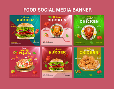 Food Social Media Post Design 3d animation app branding design graphic design illustration logo motion graphics typography ui ux vector