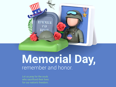 Honor & Glory: Memorial Day 3DElements Pack 2d 3d adobe animation banner branding graphic design graphics icons illustration logo memorial day motion graphics photoshop pixcap social media ui ux