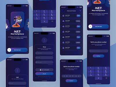 NFT Marketplace - Mobile App app app design branding cool design crypto figma marketplace mobile mobile app nft design nft marketplace mobile app nft mobile app platform ui ui design uiux ux