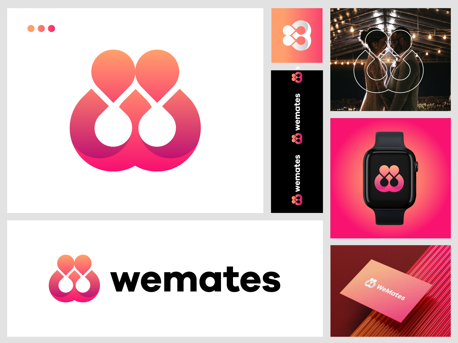 wemate, love, couple, heart, dating logo design and branding by Masum