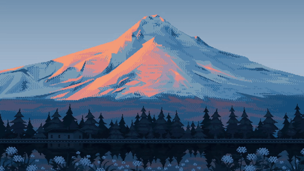 Beautiful Dusk 8bit aesthetic contrast dusk gameart illustration landscape pixelart retro train