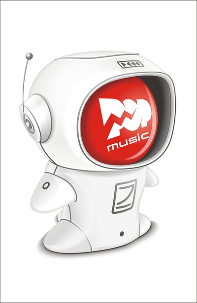Retro robot freelance game music robot vector white