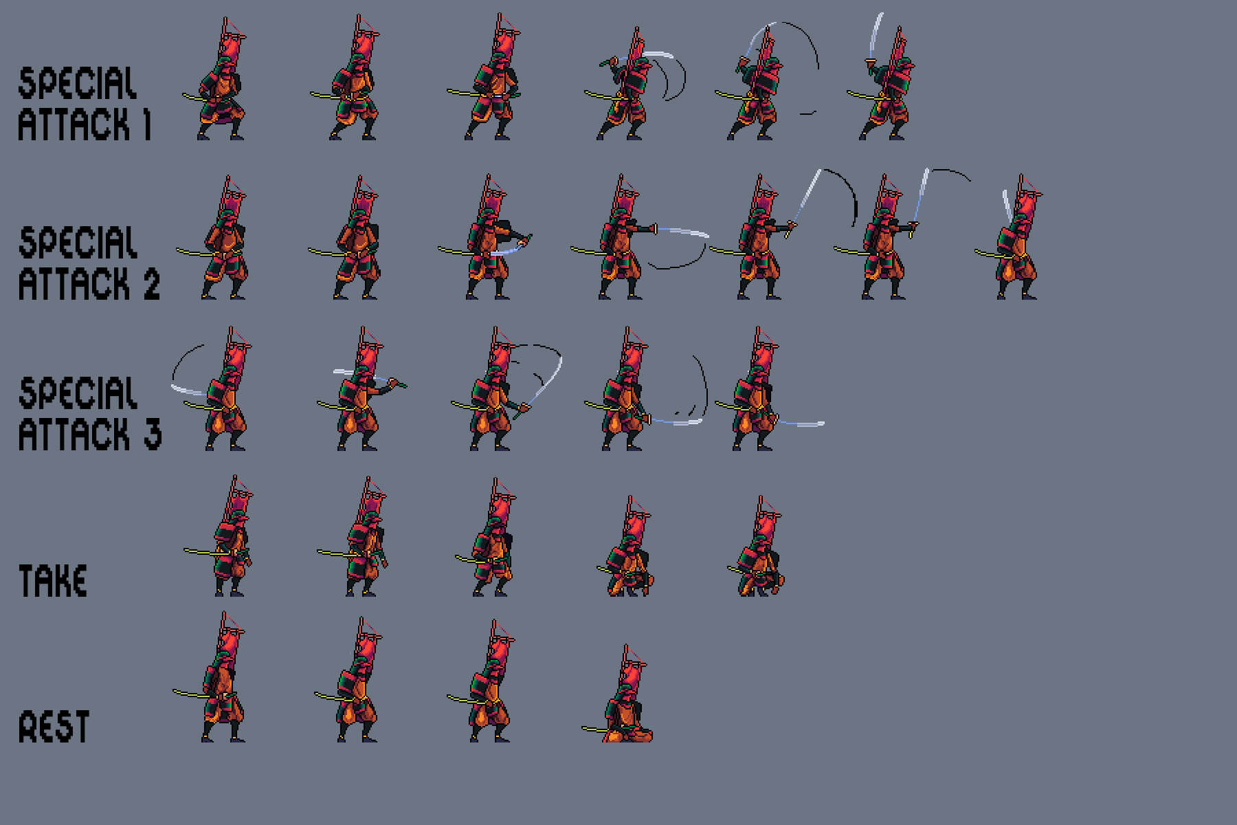 Samurai Pixel Art Sprite Sheet Animation Stock Vector (Royalty Free)  2191246469 Shutterstock | Pixel Art Sword Ttack Animation | sincovaga.com.br