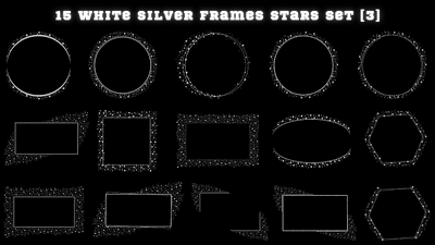 15 White Silver Frames Stars Set #3 design element frame graphic design instagram post social media stars